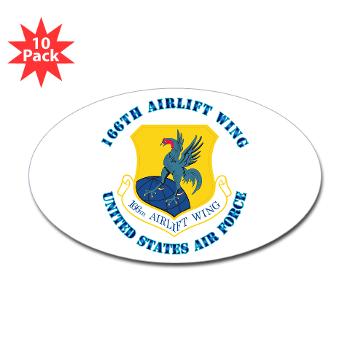 166AW - M01 - 01 - 166th Airlift Wing with Text - Sticker (Oval 10 pk)