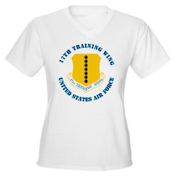 17TW - A01 - 04 - 17th Training Wing with Text - Women's V-Neck T-Shirt - Click Image to Close