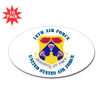18AF - M01 - 01 - Eighteenth Air Force with Text - Sticker (Oval 10 pk)