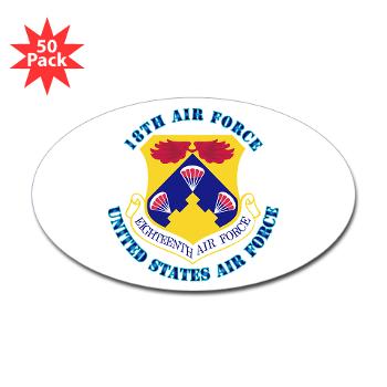 18AF - M01 - 01 - Eighteenth Air Force with Text - Sticker (Oval 50 pk)