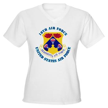 18AF - A01 - 04 - Eighteenth Air Force with Text - Women's V-Neck T-Shirt
