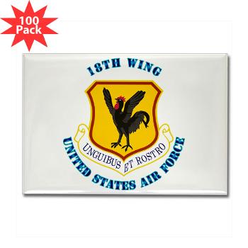 18W - M01 - 01 - 18th Wing with Text - Rectangle Magnet (100 pack)