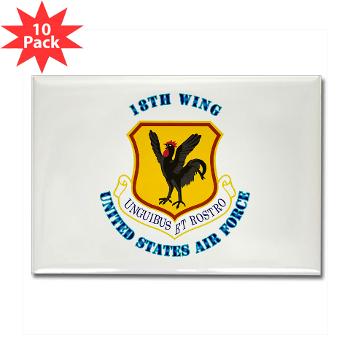 18W - M01 - 01 - 18th Wing with Text - Rectangle Magnet (10 pack)
