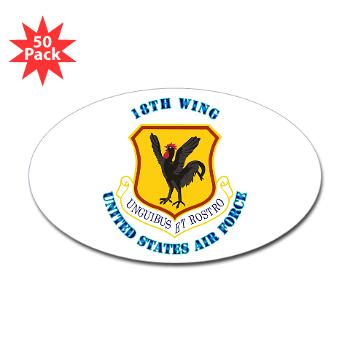 18W - M01 - 01 - 18th Wing with Text - Sticker (Oval 50 pk)