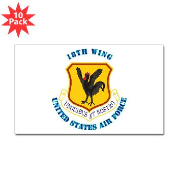 18W - M01 - 01 - 18th Wing with Text - Sticker (Rectangle 10 pk)