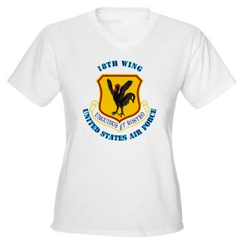 18W - A01 - 04 - 18th Wing with Text - Women's V-Neck T-Shirt