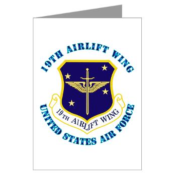 19AW - M01 - 02 - 19th Airlift Wing with Text - Greeting Cards (Pk of 10)