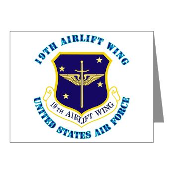 19AW - M01 - 02 - 19th Airlift Wing with Text - Note Cards (Pk of 20)