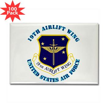 19AW - M01 - 01 - 19th Airlift Wing with Text - Rectangle Magnet (100 pack)