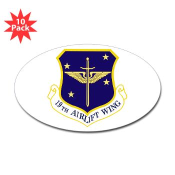 19AW - M01 - 01 - 19th Airlift Wing - Sticker (Oval 10 pk)