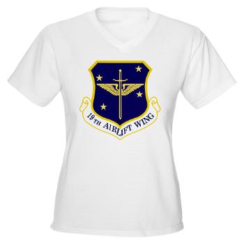 19AW - A01 - 04 - 19th Airlift Wing - Women's V-Neck T-Shirt
