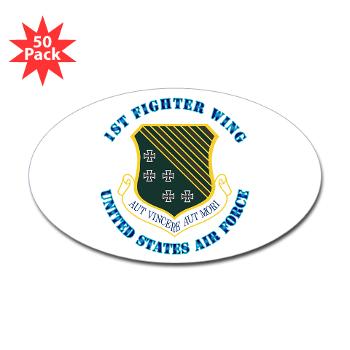 1FW - M01 - 01 - 1st Fighter Wing with Text - Sticker (Oval 50 pk)
