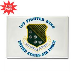 1FW - M01 - 01 - 1st Fighter Wing with Text - Rectangle Magnet (100 pack)