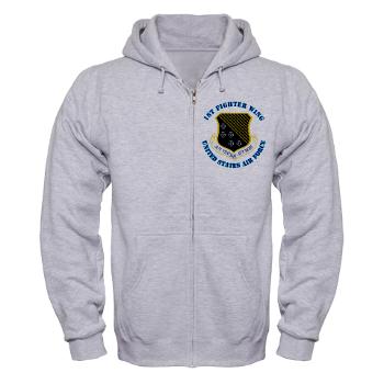 1FW - A01 - 03 - 1st Fighter Wing with Text - Zip Hoodie