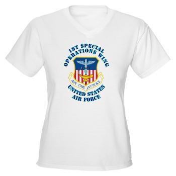 1SOW - A01 - 04 - 1st Special Operations Wing with Text - Women's V-Neck T-Shirt