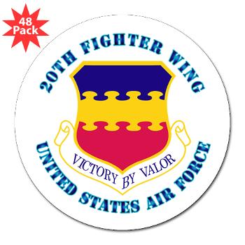 20FW - M01 - 01 - 20th Fighter Wing with Text - 3" Lapel Sticker (48 pk)