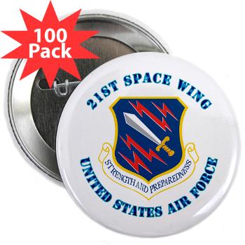 21SW - M01 - 01 - 21st Space Wing with Text - 2.25" Button (100 pack)