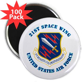 21SW - M01 - 01 - 21st Space Wing with Text - 2.25" Magnet (100 pack)