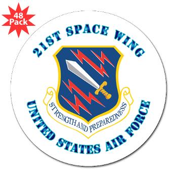 21SW - M01 - 01 - 21st Space Wing with Text - 3" Lapel Sticker (48 pk)