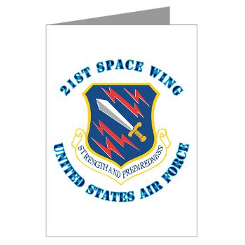 21SW - M01 - 02 - 21st Space Wing with Text - Greeting Cards (Pk of 10)