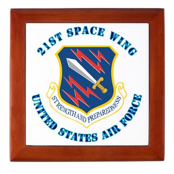 21SW - M01 - 03 - 21st Space Wing with Text - Keepsake Box