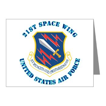 21SW - M01 - 02 - 21st Space Wing with Text - Note Cards (Pk of 20)