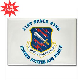 21SW - M01 - 01 - 21st Space Wing with Text - Rectangle Magnet (100 pack)