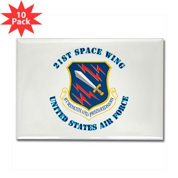 21SW - M01 - 01 - 21st Space Wing with Text - Rectangle Magnet (10 pack)