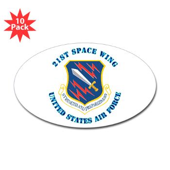 21SW - M01 - 01 - 21st Space Wing with Text - Sticker (Oval 10 pk)