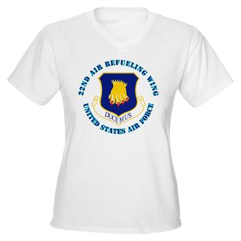 22ARW - A01 - 04 - 22nd Air Refueling Wing with Text - Women's V-Neck T-Shirt