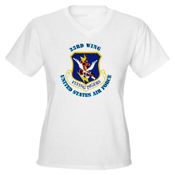 23W - A01 - 04 - 23d Wing with Text - Women's V-Neck T-Shirt