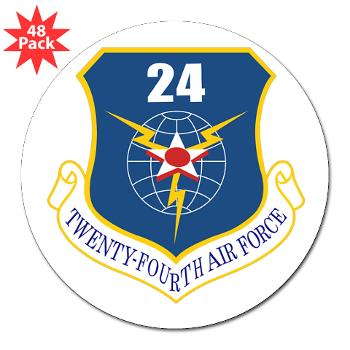 24AF - M01 - 01 - 24th Air Force - 3" Lapel Sticker (48 pk) - Click Image to Close