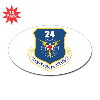 24AF - M01 - 01 - 24th Air Force - Sticker (Oval 10 pk)