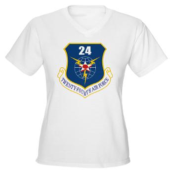24AF - A01 - 04 - 24th Air Force - Women's V-Neck T-Shirt