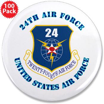 24AF - M01 - 01 - 24th Air Force with Text - 3.5" Button (100 pack)