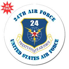 24AF - M01 - 01 - 24th Air Force with Text - 3" Lapel Sticker (48 pk)