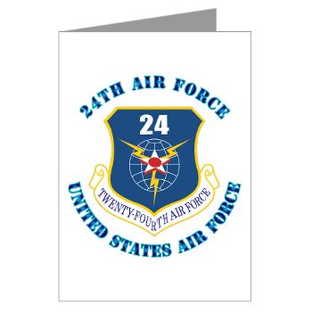 24AF - M01 - 02 - 24th Air Force with Text - Greeting Cards (Pk of 10)