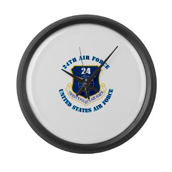 24AF - M01 - 03 - 24th Air Force with Text - Large Wall Clock