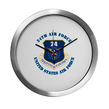 24AF - M01 - 03 - 24th Air Force with Text - Modern Wall Clock