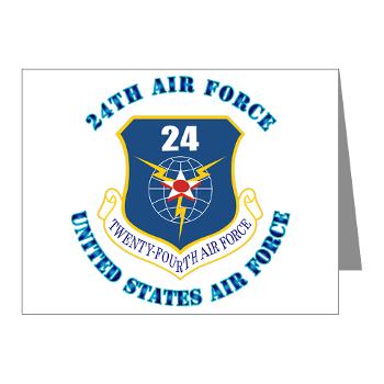 24AF - M01 - 02 - 24th Air Force with Text - Note Cards (Pk of 20)