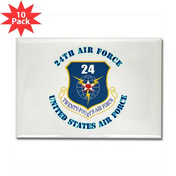 24AF - M01 - 01 - 24th Air Force with Text - Rectangle Magnet (10 pack)