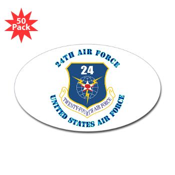 24AF - M01 - 01 - 24th Air Force with Text - Sticker (Oval 50 pk)