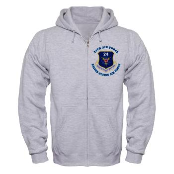 24AF - A01 - 03 - 24th Air Force with Text - Zip Hoodie