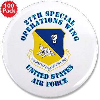 27SOW - M01 - 01 - 27th Special Operations Wing with Text - 3.5" Button (100 pack)