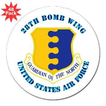 28BW - M01 - 01 - 28th Bomb Wing with Text - 3" Lapel Sticker (48 pk)