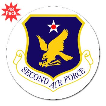 2AF - M01 - 01 - Second Air Force - 3" Lapel Sticker (48 pk) - Click Image to Close