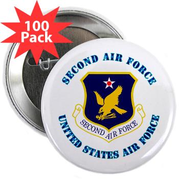 2AF - M01 - 01 - Second Air Force with Text - 2.25" Button (100 pack)