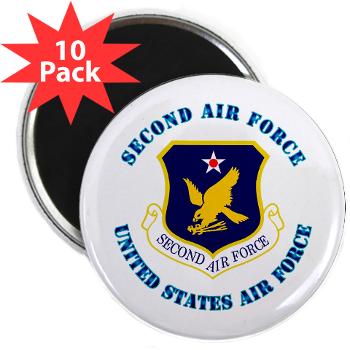 2AF - M01 - 01 - Second Air Force with Text - 2.25" Magnet (10 pack)