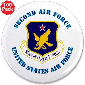 2AF - M01 - 01 - Second Air Force with Text - 3.5" Button (100 pack)