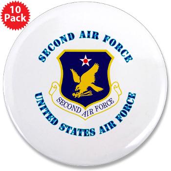 2AF - M01 - 01 - Second Air Force with Text - 3.5" Button (10 pack)